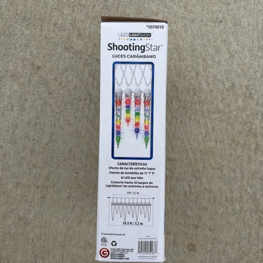 LED Lightshow Shooting Star Icicle Light Multicolor Gemmy 10 Icicles Christmas